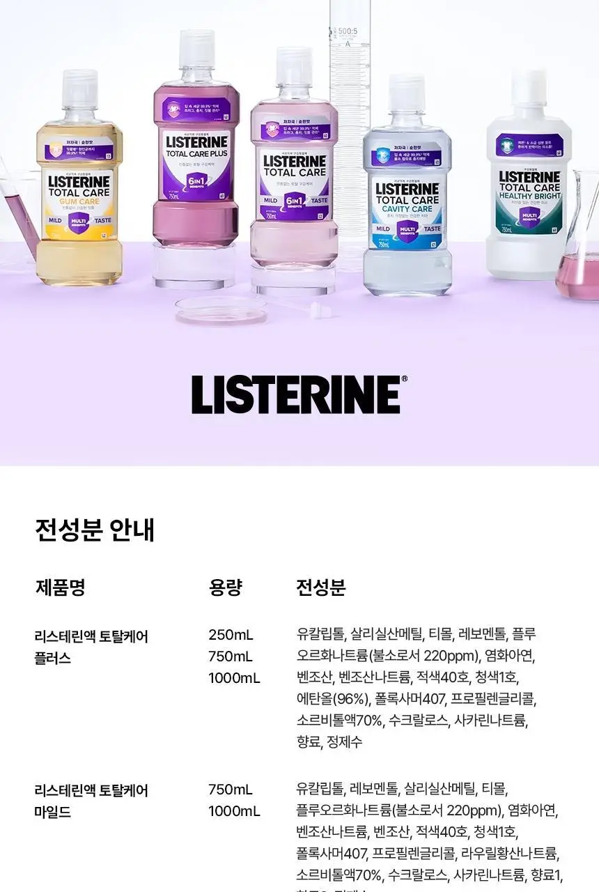 [소용량 휴대용] 리스테린 가글 토탈케어 마일드 100mL 상세페이지 15
